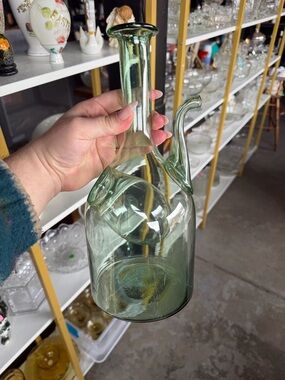 Vintage Princess House Old World Italian Wine Chiller Green Glass Decanter